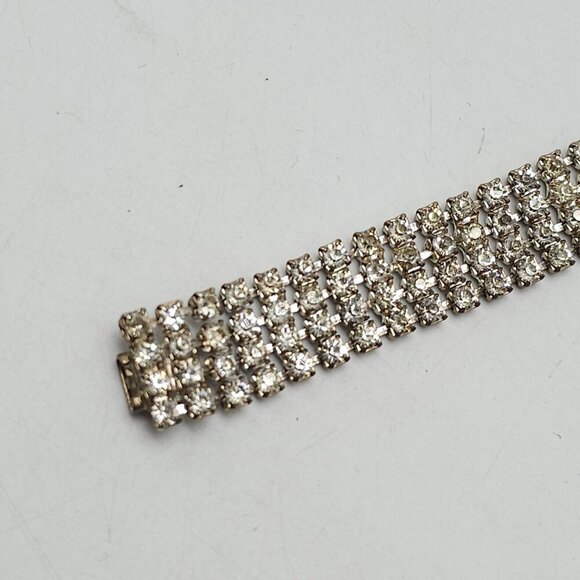 Vintage Clear Rhinestone Bracelet Sparkling Crystal Jewelry Elegant Statement Pi - Picture 6 of 8